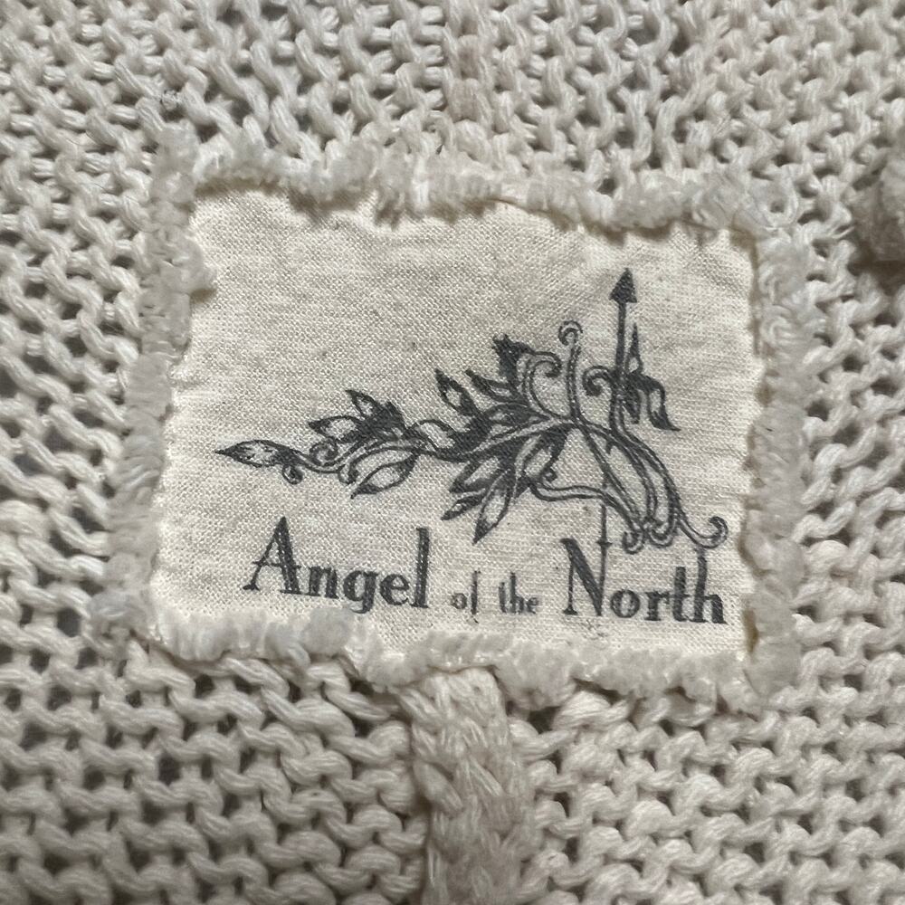Angel of the North Anthro Cream Pointelle Cardigan Size Small Dolman Sleeve - Picture 4 of 8